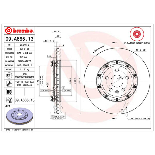 Disco De Freno Delantero Para Chevrolet Camaro 2012-2015