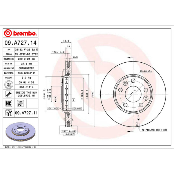 Disco De Freno Delantero Para Renault Duster 2013-2020