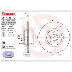 Disco De Freno Delantero Para Volvo C70 2006-2013