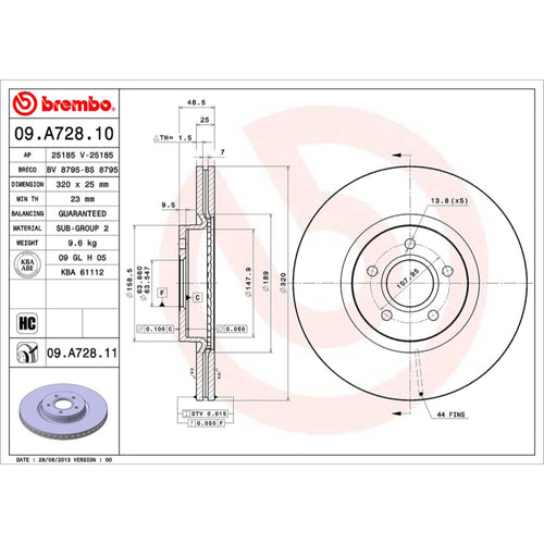 Disco De Freno Delantero Para Volvo C70 2006-2013