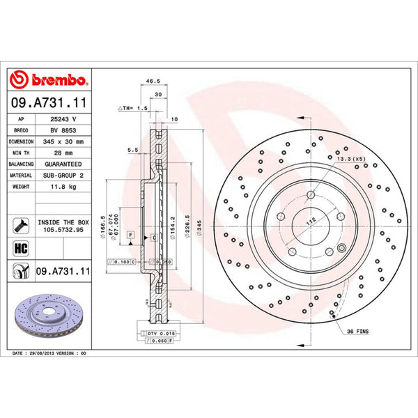 Disco De Freno Delantero Para Mercedes-Benz C32 Amg 2002-2004