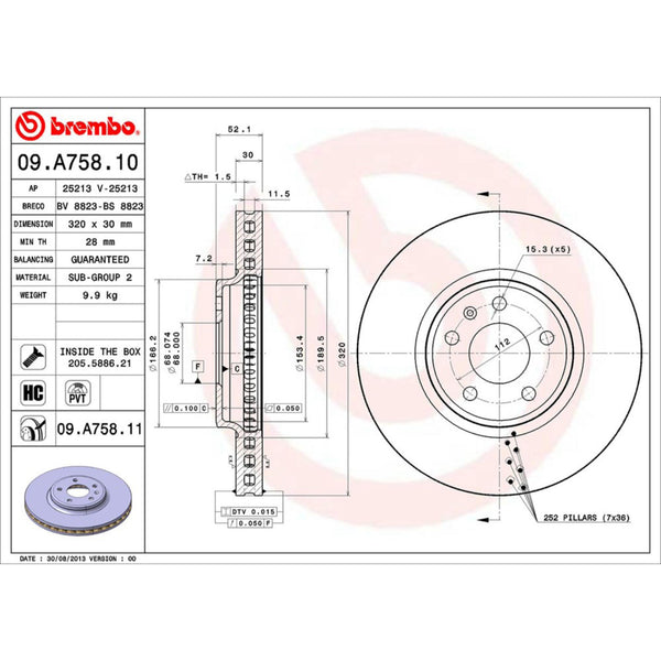 Disco De Freno Delantero Para Audi A4 2009-2011