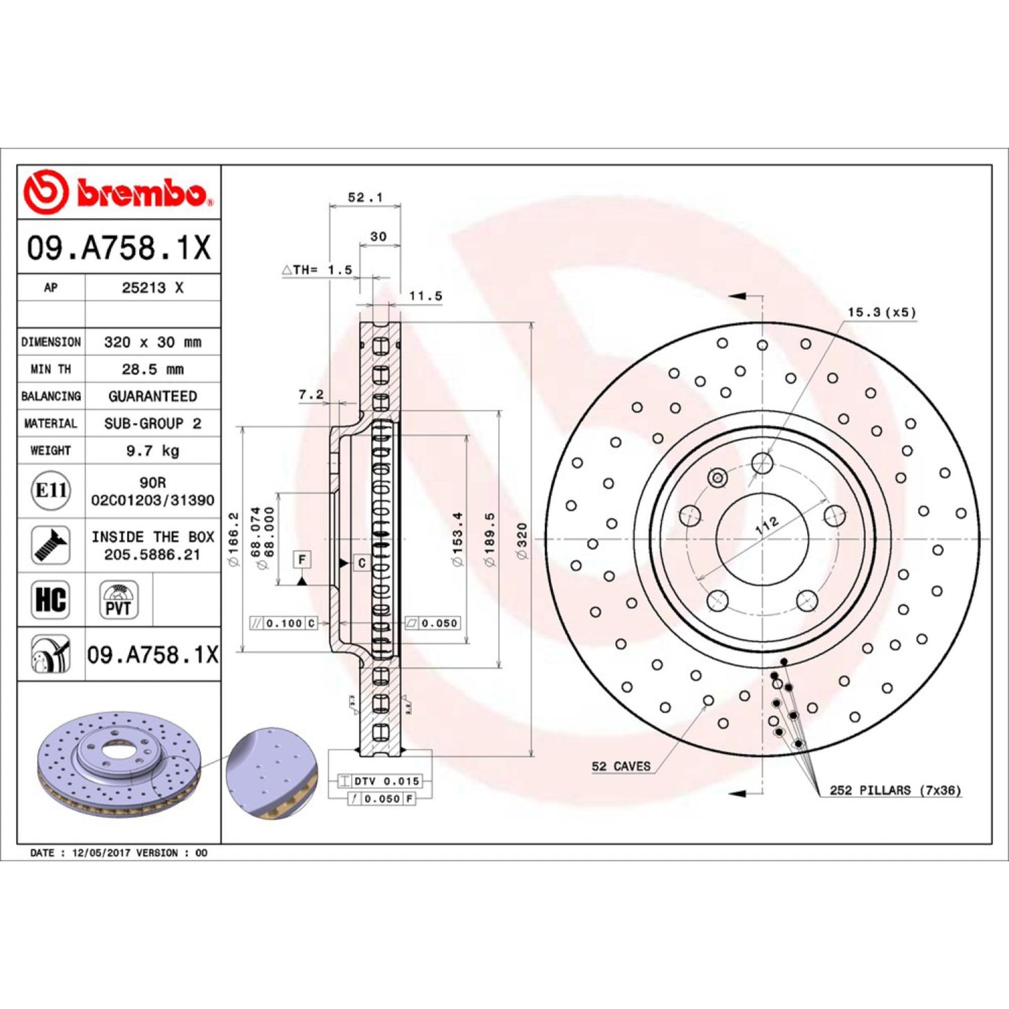 Disco De Freno Delantero Para Audi A4 2009-2011