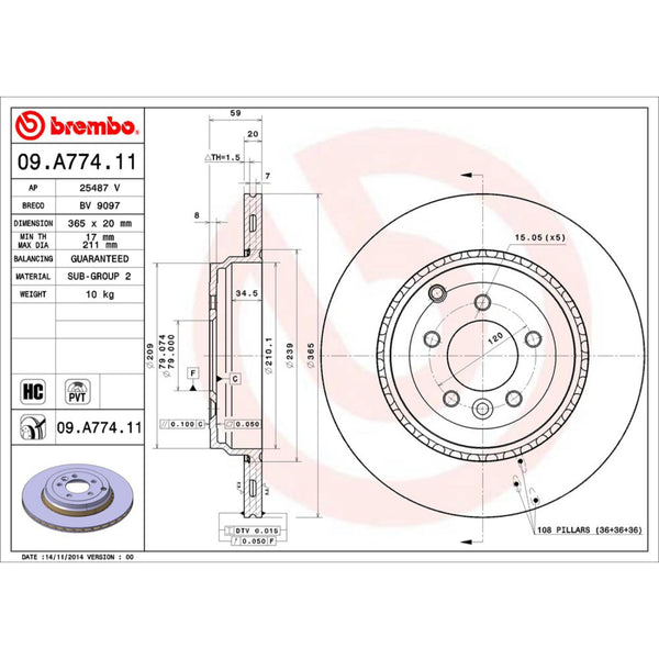 Disco De Freno Trasero Para Land Rover Range Rover Sport 2010-2013