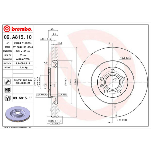 Disco De Freno Delantero Para Audi S4 2004-2009