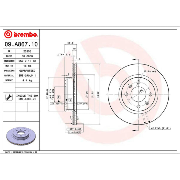 Disco De Freno Delantero Para Hyundai Grand I10 2015-2019