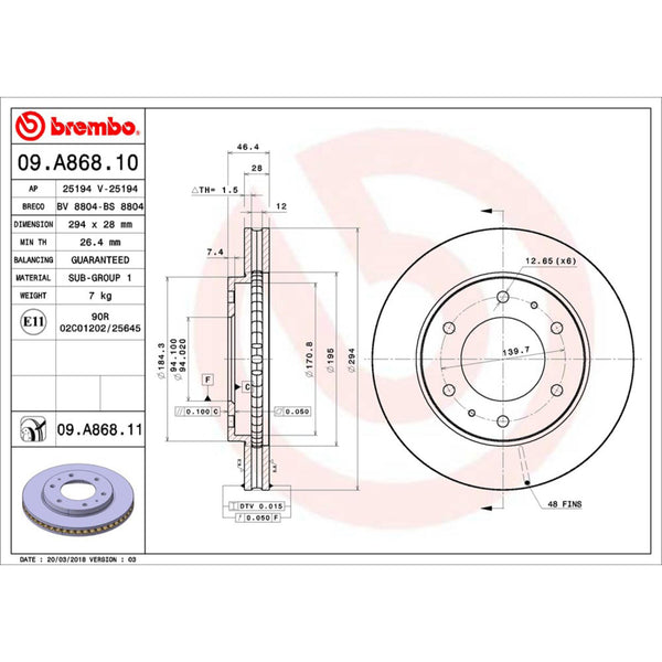 Disco De Freno Delantero Para Mitsubishi L200 2008-2018