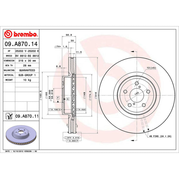 Disco De Freno Delantero Para Subaru Legacy 2006-2013