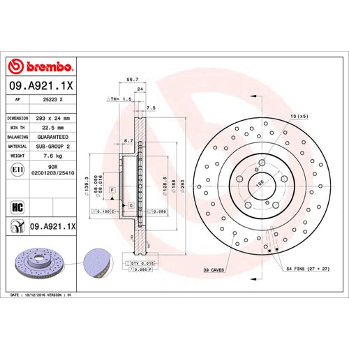 Disco De Freno Delantero Para Subaru Outback 2006-2014