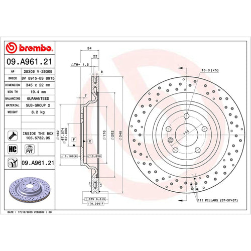 Disco De Freno Trasero Para Mercedes-Benz Ml350 2010-2015