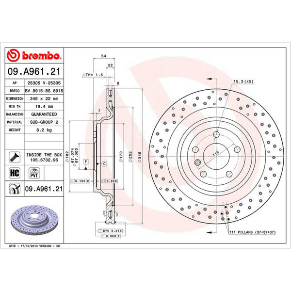 Disco De Freno Trasero Para Mercedes-Benz Ml350 2010-2015