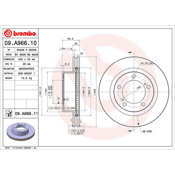 Disco De Freno Delantero Para Lexus Lx570 2008-2015