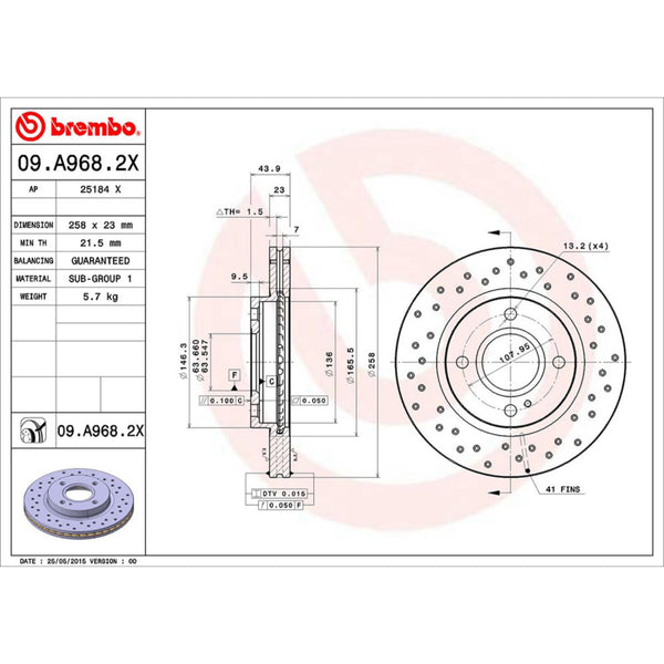 Disco De Freno Delantero Para Ford Fiesta 2011-2019