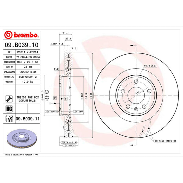Disco De Freno Delantero Para Audi Q5 2009-2011