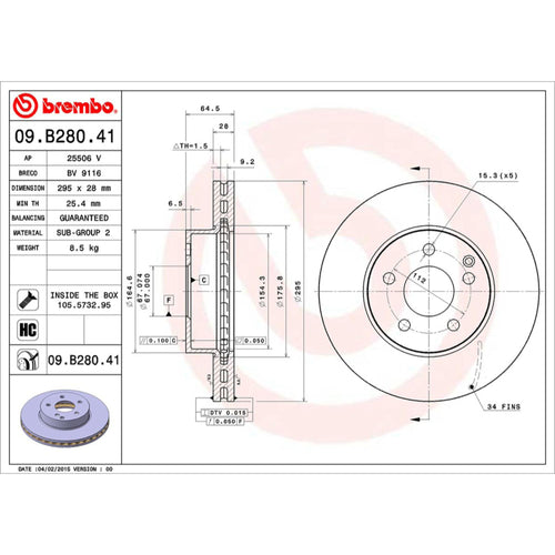 Disco De Freno Delantero Para Mercedes-Benz C300 2008-2012