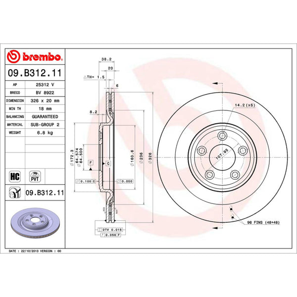 Disco De Freno Trasero Para Jaguar S-Type 2005-2008