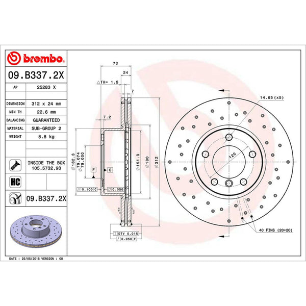 Disco De Freno Delantero Para Bmw 328I 2012-2013