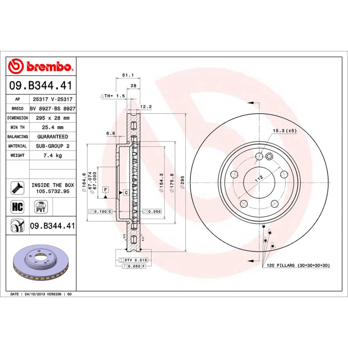 Disco De Freno Delantero Para Mercedes-Benz A180 2013-2016