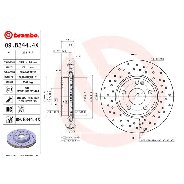 Disco De Freno Delantero Para Mercedes-Benz A180 2013-2016