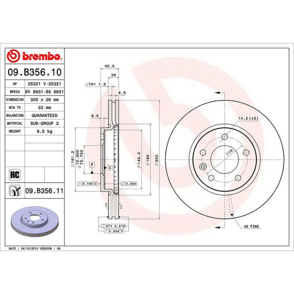 Disco De Freno Delantero Para Chevrolet Cruze 2010-2016