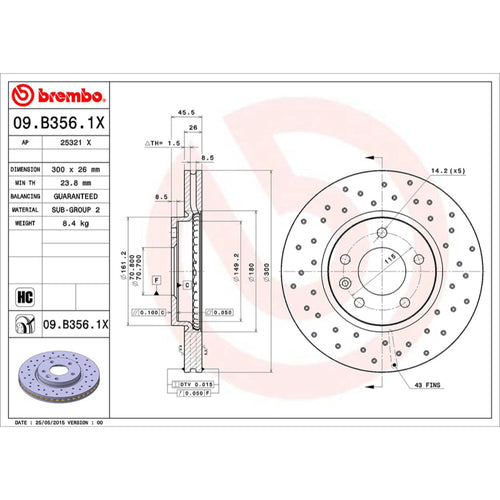 Disco De Freno Delantero Para Chevrolet Cruze 2010-2016