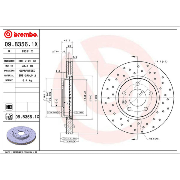 Disco De Freno Delantero Para Chevrolet Cruze 2010-2016