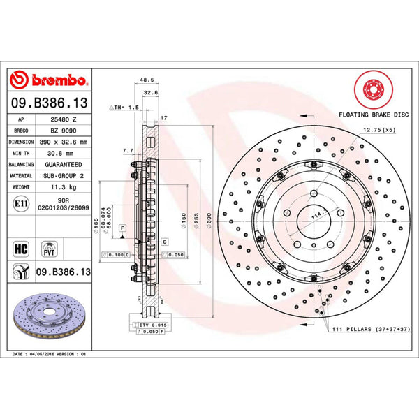 Disco De Freno Delantero Para Nissan Gt-R 2017-2017