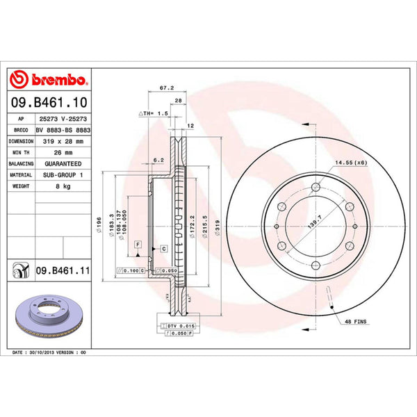 Disco De Freno Delantero Para Toyota 4Runner 2003-2009