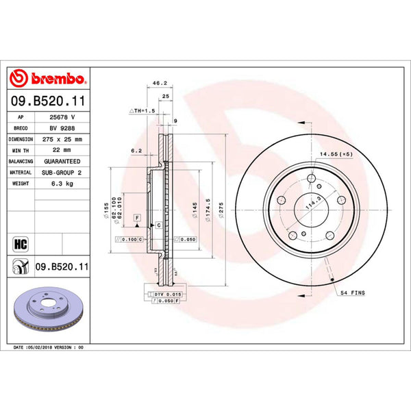 Disco De Freno Delantero Para Toyota Rav4 2006-2018