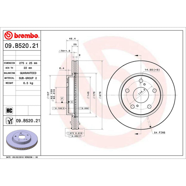 Disco De Freno Delantero Para Toyota Rav4 2009-2018