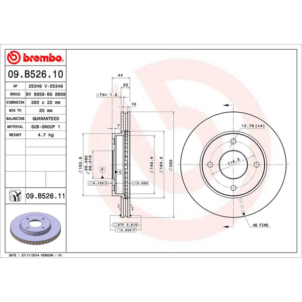 Disco De Freno Delantero Para Nissan Tiida 2007-2018