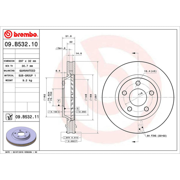 Disco De Freno Delantero Para Pontiac Grand Prix 2004-2008