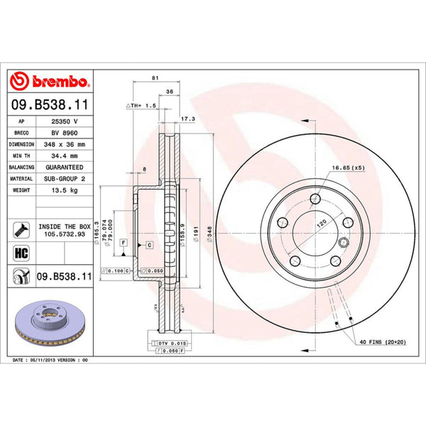 Disco De Freno Delantero Para Bmw 750Li 2006-2008