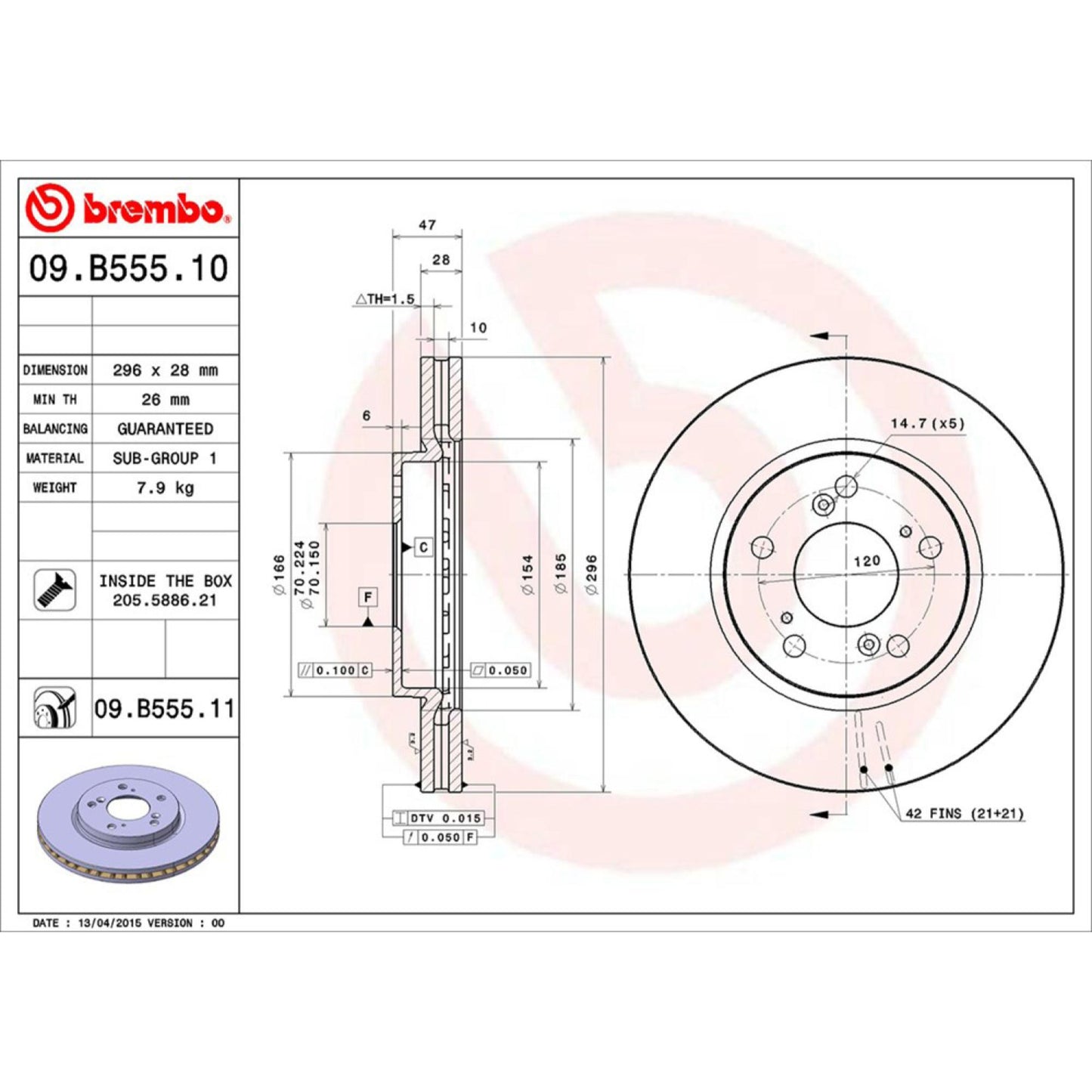 Disco De Freno Delantero Para Honda Odyssey 2005-2010