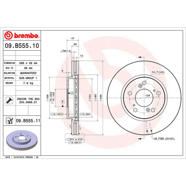 Disco De Freno Delantero Para Honda Odyssey 2005-2010