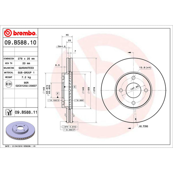 Disco De Freno Delantero Para Ford Focus 2005-2007