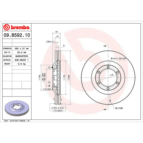 Disco De Freno Delantero Para Gmc Canyon 2004-2007