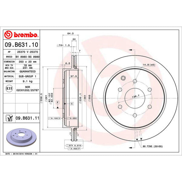 Disco De Freno Trasero Para Infiniti Qx56 2011-2013