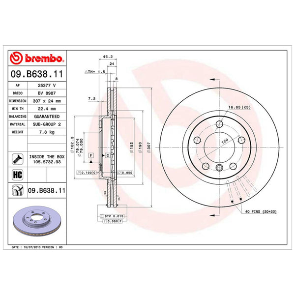Disco De Freno Delantero Para Mini Cooper Countryman 2011-2016