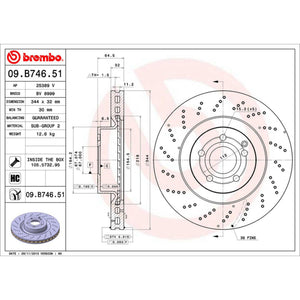 Disco de Freno Delantero para Mercedes-Benz E500 2009-2017 344 mm 32 mm de espesor 5 birlos