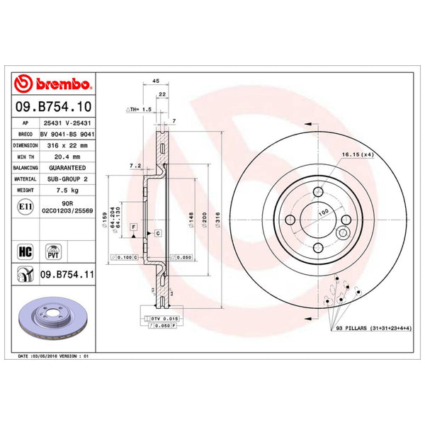 Disco De Freno Delantero Para Mini Cooper 2007-2015