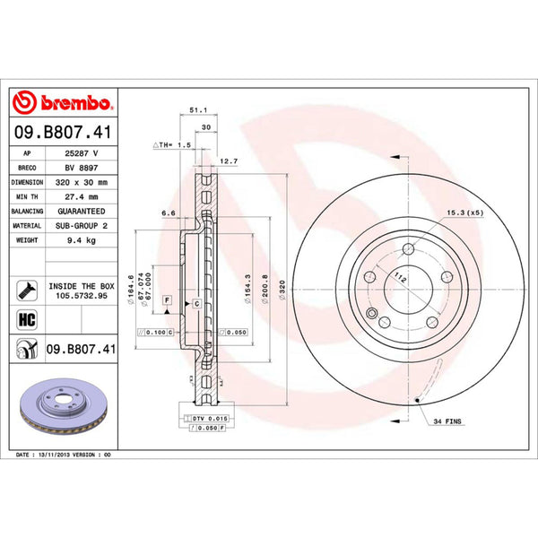 Disco De Freno Delantero Para Mercedes-Benz Cla250 2014-2019