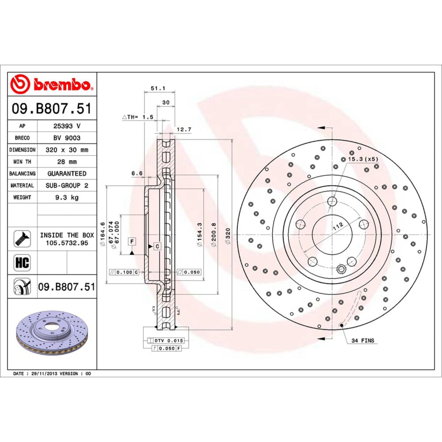 Disco De Freno Delantero Para Mercedes-Benz Cla250 2014-2019
