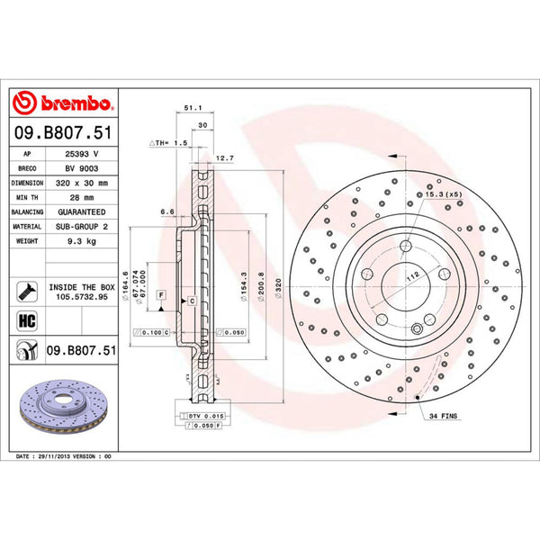Disco De Freno Delantero Para Mercedes-Benz Cla250 2014-2019