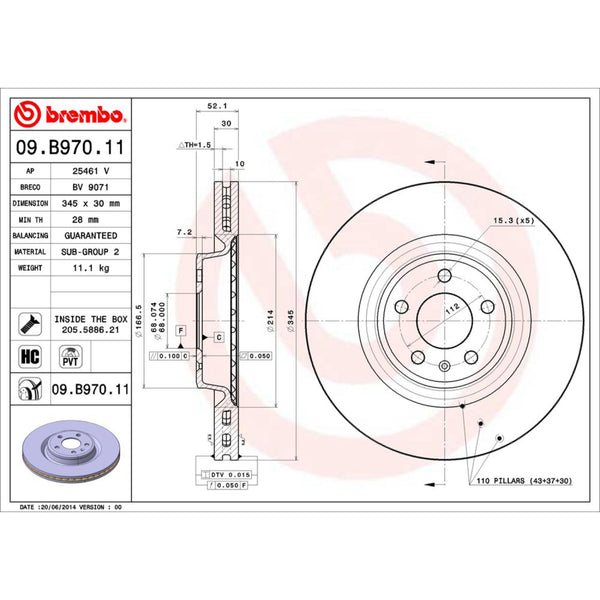 Disco De Freno Delantero Para Audi A4 2009-2016