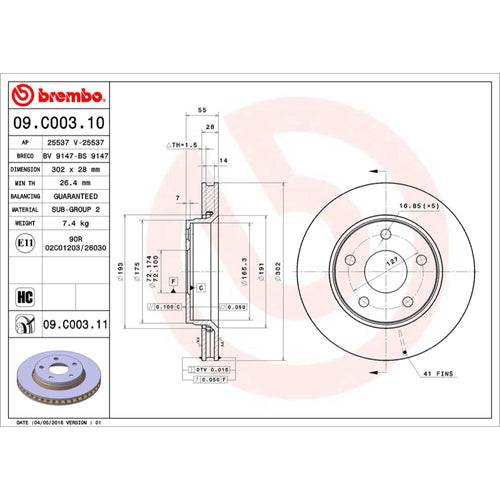 Disco De Freno Delantero Para Jeep Wrangler 2007-2017