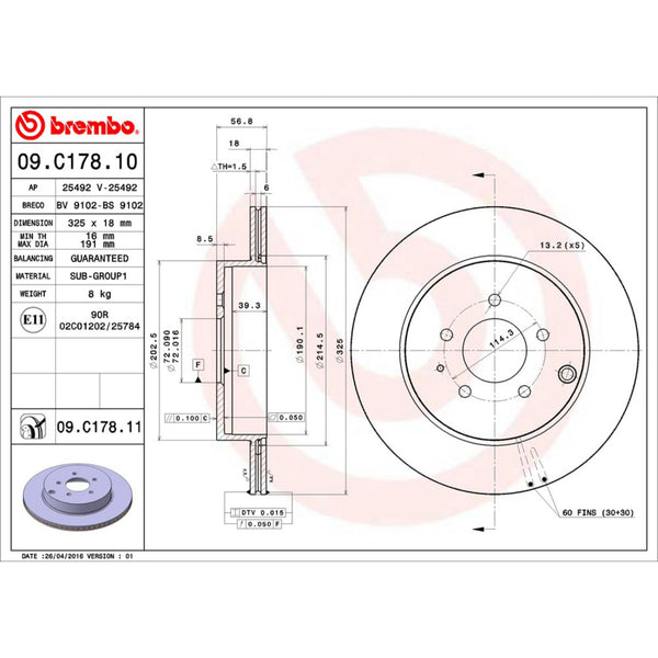 Disco De Freno Trasero Para Mazda Cx-9 2007-2015