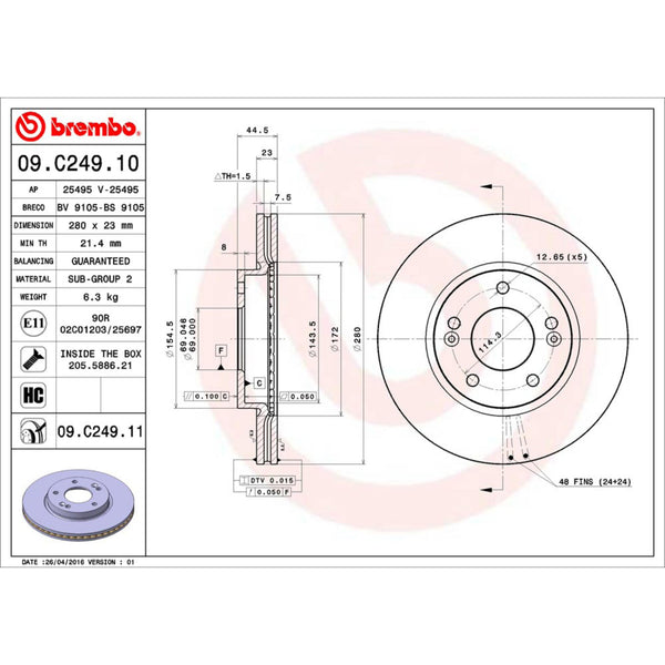 Disco De Freno Delantero Para Hyundai Elantra 2011-2020