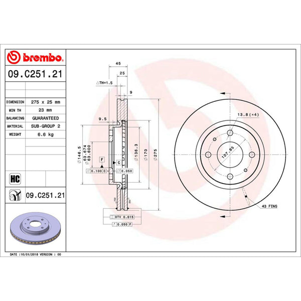 Disco De Freno Delantero Para Ford Focus 2008-2011