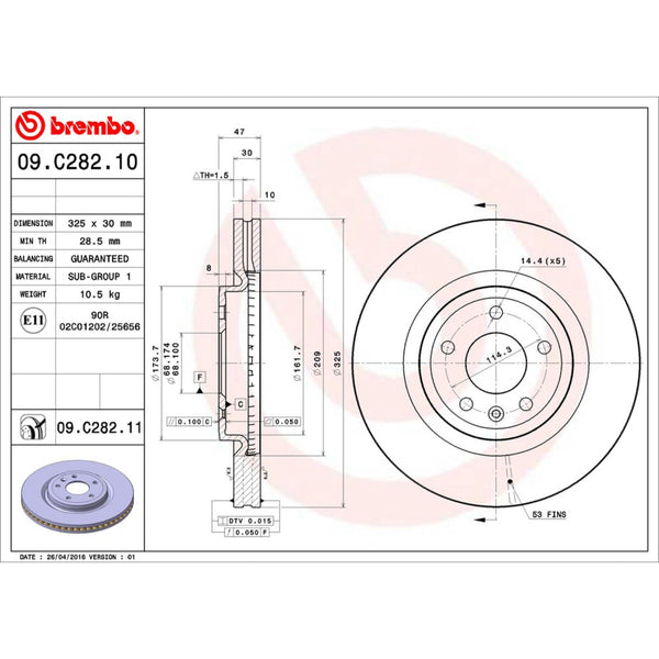 Disco De Freno Delantero Para Ford Taurus 2010-2019